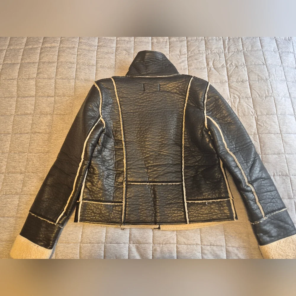 Leather-Effect Shearling Lining Jacket Fall - Picture 13 of 16